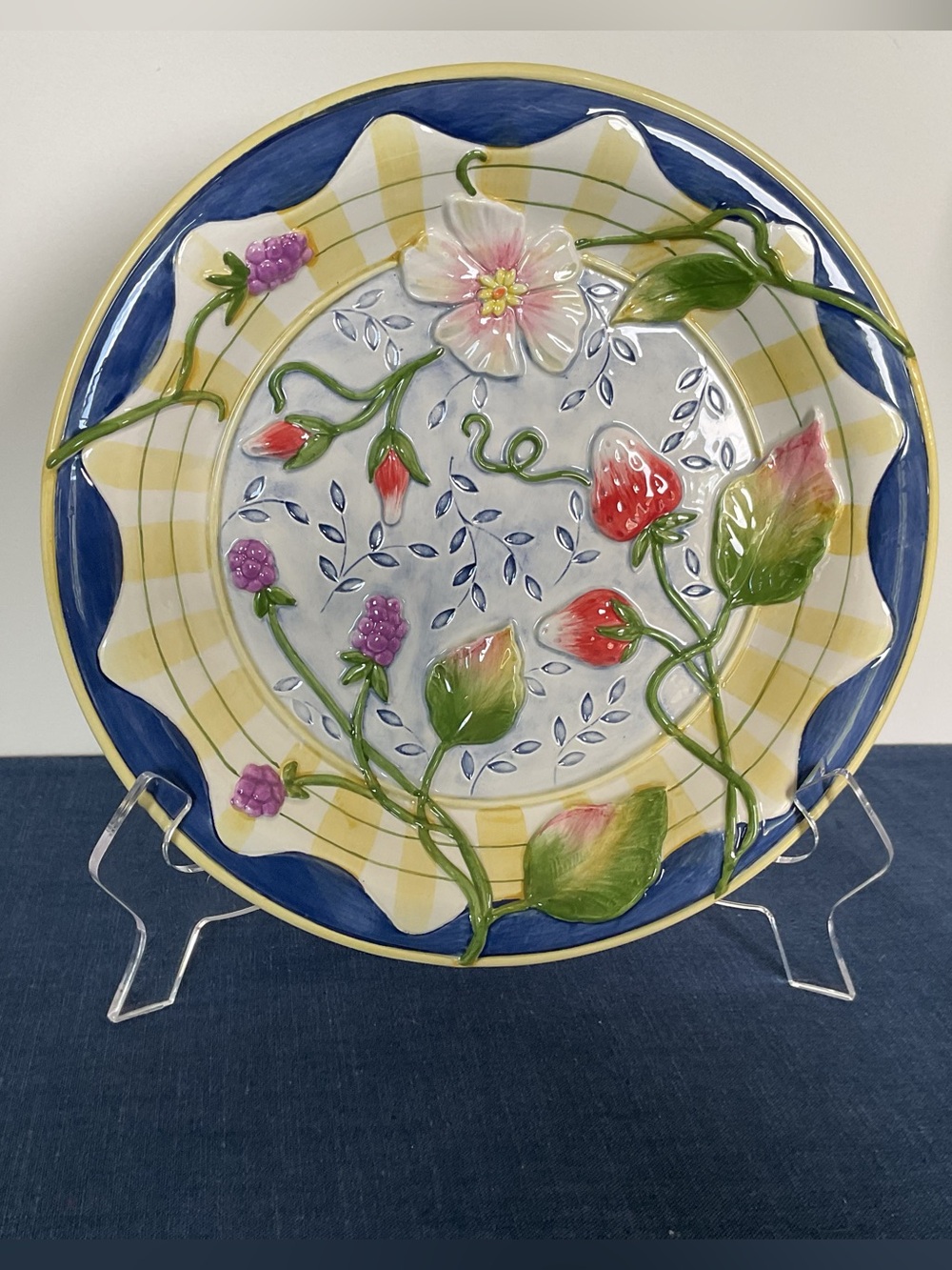 Fitz and Floyd Vintage 1998 Ceramic Decorative Hanging or Display Floral Plate